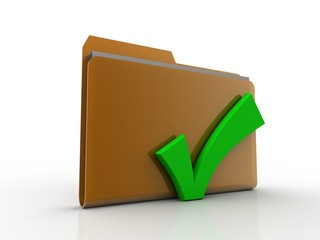 Aufkleber - 3d rendering File folder with green check mark