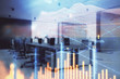 © Andrey - Stock market chart with trading desk bank office interior on background. Double exposure. Concept of financial analysis