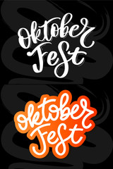 Wall Mural - Oktoberfest handwritten lettering. Oktoberfest typography vector design for greeting cards and poster. Beer Festival vector banner. Design template celebration. Vector illustration.