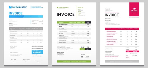 business invoice form template. invoicing quotes, money bills or price invoices and payment agreemen