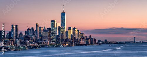 One World Trade Center and skyline of Manhattan in New York City, USA Canvas Print