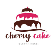 Cherry Cupcake Cream Simple Logo Template