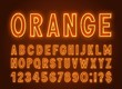© TanyaFox - Neon orange font, light alphabet with numbers on a dark background.