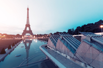 Wall Mural - the symbol of paris and all of france is the elegant and unique eiffel tower. photo taken in the are