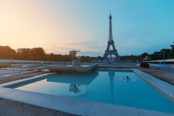 Wall Mural - the symbol of paris and all of france is the elegant and unique eiffel tower. photo taken in the are