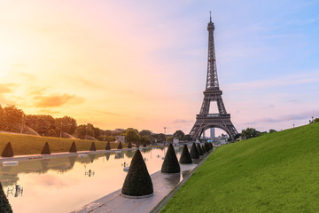 Wall Mural - the symbol of paris and all of france is the elegant and unique eiffel tower. photo taken in the are