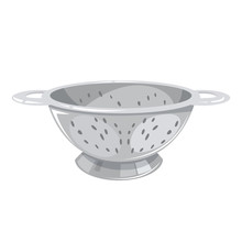 Colander, Cooking Utensil Made Of Steel. Sieve Tool, Domestic