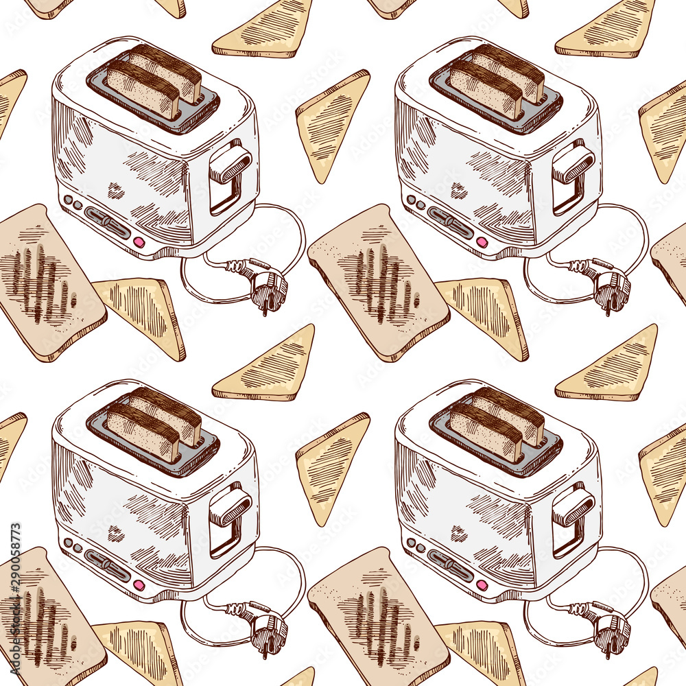 Toaster Drawing Iterations Toaster sketch vector illustration. hand drawn Stock Vector | Adobe Stock