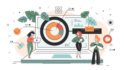 Business research concept web banner. Team standing