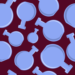 Poster - Modern concept seamless poster with randomly located lilac bottles pattern at burgundy background.
