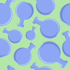 Poster - Modern concept seamless poster with randomly located lilac bottles pattern at light background.