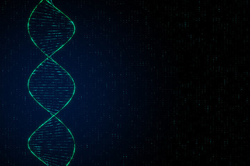 Fototapete - Genetics concept with digital dna spiral and abstract technology background for copyspace.
