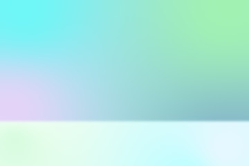 Poster - Astract spacious hall with gradient wall in pastel shades and light green floor.