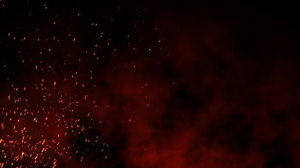 Wall Mural - burning embers glowing. fire glowing particles on black background