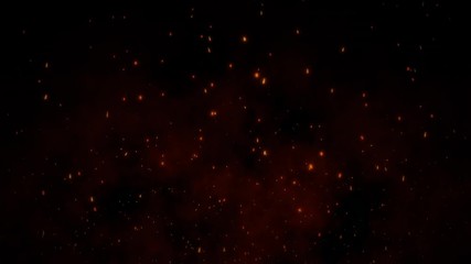 Wall Mural - burning embers glowing. fire glowing particles on black background
