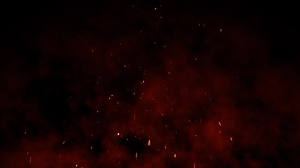 Wall Mural - burning embers glowing. fire glowing particles on black background