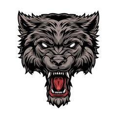 Wall Mural - Colorful dangerous scary ferocious wolf head