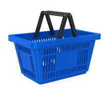 Blue Shopping Basket Isolated