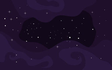 Vector space background. Cute flat style template with Stars in Outer space