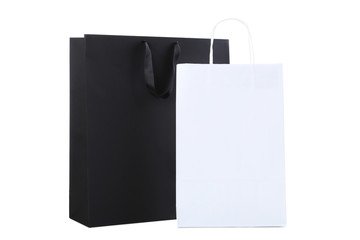 Wall Mural - Black and white shopping bags isolated on white background