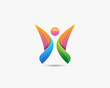 © xoova - Happy Freedom People logo shape template