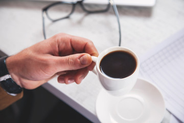 worker man hand coffee