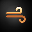 © vector_v - Gold Wind icon isolated on black background. Windy weather. Vector Illustration