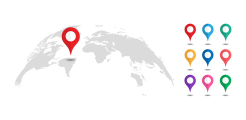 Poster - World map with pointers. Vector illustration.