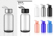 Bottle 3D Mock up Realistic transparent Plastic Shaker in Vector for Water and Drink. Bicycle and Sport Concept Design.