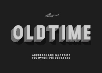 Fototapete - vector of bold retro font and alphabet.
