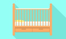 Baby Crib Icon. Flat Illustration Of Baby Crib Vector Icon For Web Design