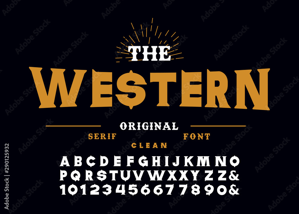 Western style retro alphabet font. Stock Vector | Adobe Stock