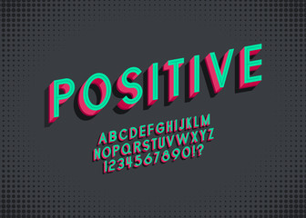 Sticker - Vector of bold retro font and alphabet.