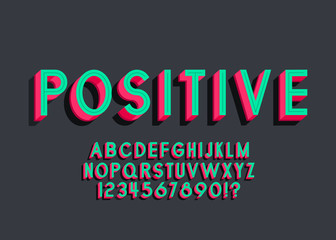 Vector of bold retro font and alphabet.