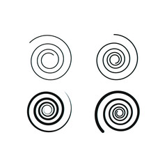 Set of simple spiral elements, isolated vector graphic.