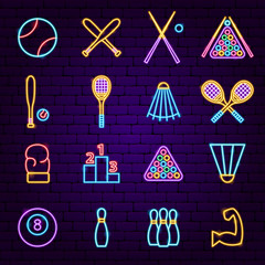 Sticker - Sport Items Neon Icons