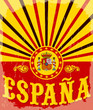 Espana, Spain spanish text vintage poster vector illustration, spanish flag colors.