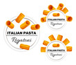 Set of labels for italian pasta, rigatoni