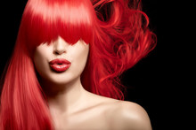 Sensual Sexy Beauty Portrait Of A Red Haired Young Woman With A Healthy Long Hair