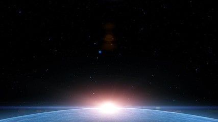 Conceptual universe background with stars and shiny flicker sunlight.