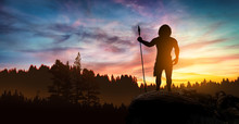 Neanderthal Man With A Spear In Hand