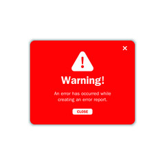 Modern warning pop up with flat design. Vector illustration.