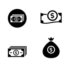 Canvas Print - Set of money icon with black and white design, 