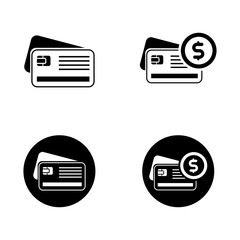 Canvas Print - Set of credit card icon with silhouette design isolated on white background