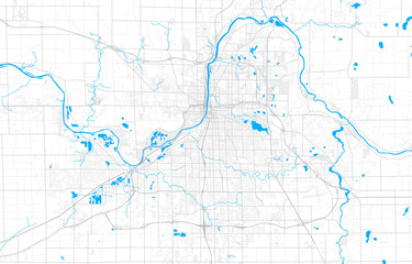 Rich detailed vector map of Grand Rapids, Michigan, USA