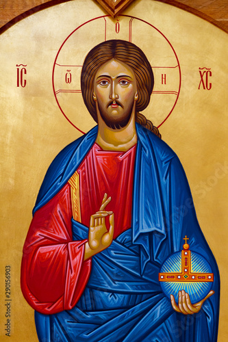 Vranov, Slovakia. 2019/8/22. Icon of the Christ Pantocrator (Christ \