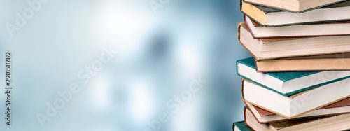 Fotografía Stack of books, education and learning background