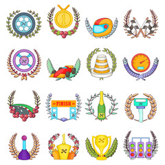 Poster - Win race icons set. Cartoon set of 16 win race vector icons for web isolated on white background