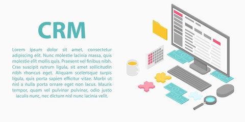 Poster - CRM concept banner. Isometric illustration of CRM vector concept banner for web design