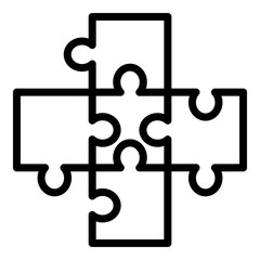 Poster - Cross puzzle icon. Outline cross puzzle vector icon for web design isolated on white background
